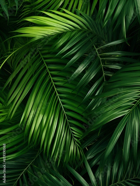 Fototapeta Green palm tree leaves abstract natural background wallpaper