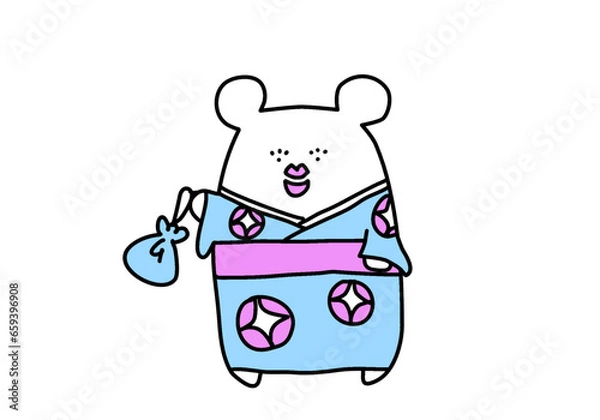 Obraz White bear wears kimono