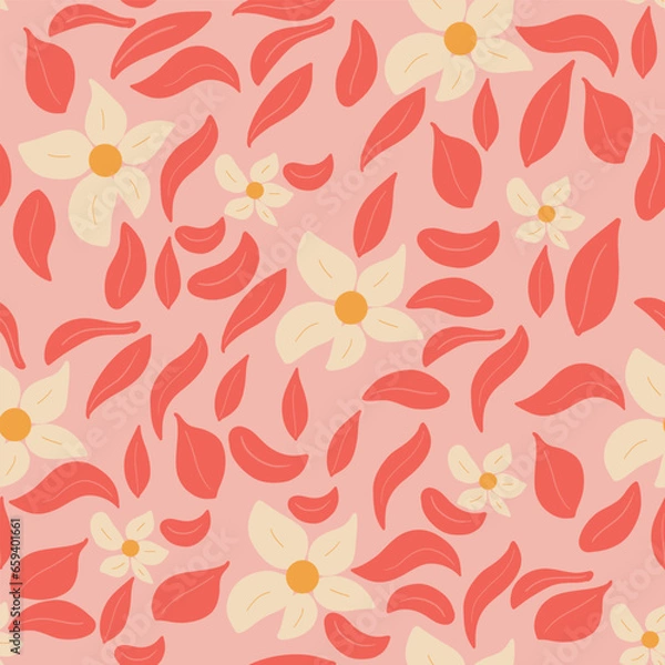 Obraz Groovy hand drawn seamless flower plants pattern