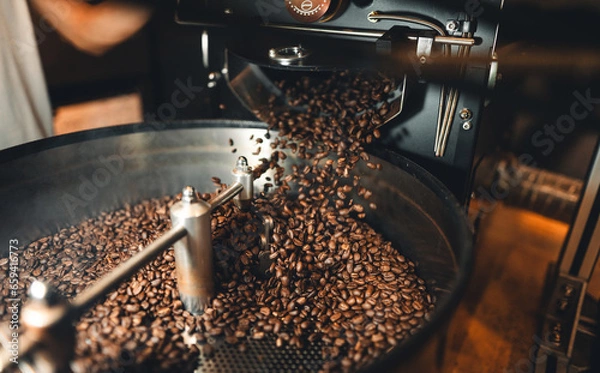 Obraz Coffee beans roasted from the machine