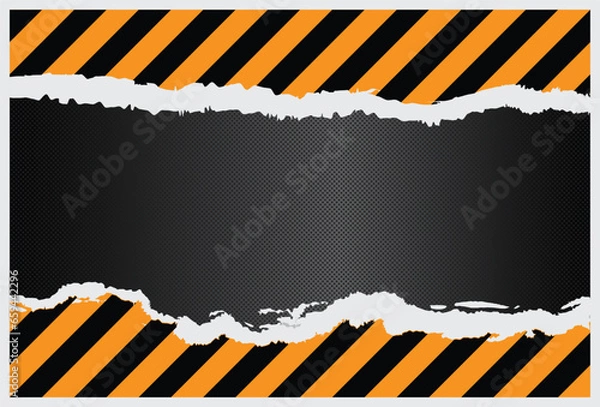 Obraz under construction background with black and yellow stripes. vector