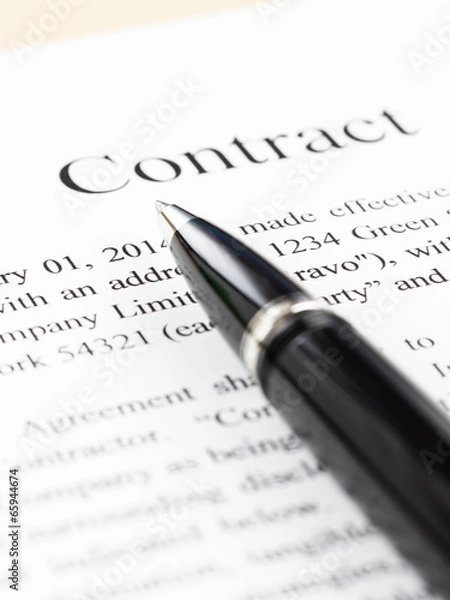 Obraz Business contract document focus on pen