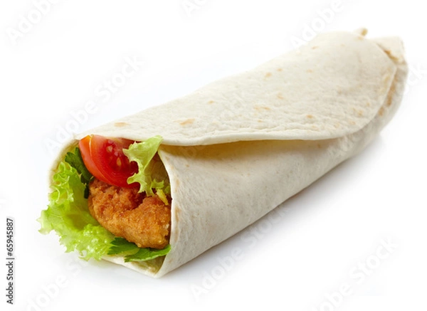 Obraz Wrap with fried chicken and vegetables