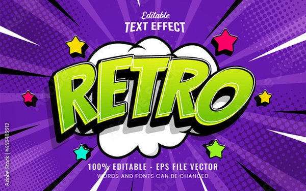 Obraz Retro editable text effect comic style Premium Vector	