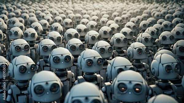 Obraz illustration of a crowd of robots, all look the same