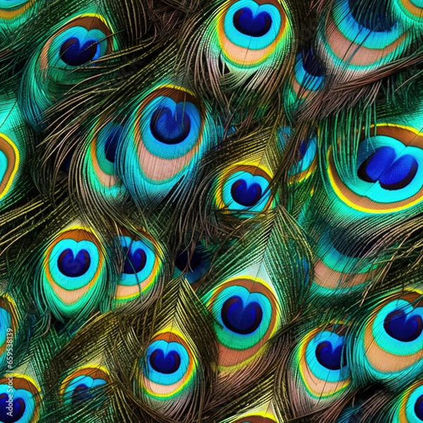 Fototapeta Peacock Feathers Seamless Texture Tile