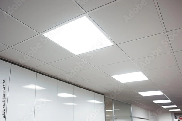 Obraz close-up of a sleek drop-ceiling in modern office