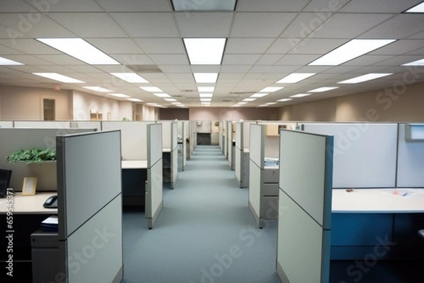 Obraz unoccupied cubicles in an office