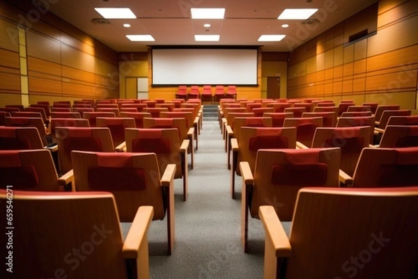 Fototapeta empty lecture hall with rows of chairs