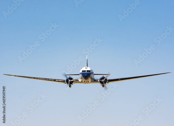 Fototapeta Twin engine airplane, retro, vintage old airplane