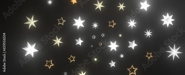 Obraz Descendant Christmas Constellations: Mind-Blowing 3D Illustration of Falling Festive Star Patterns