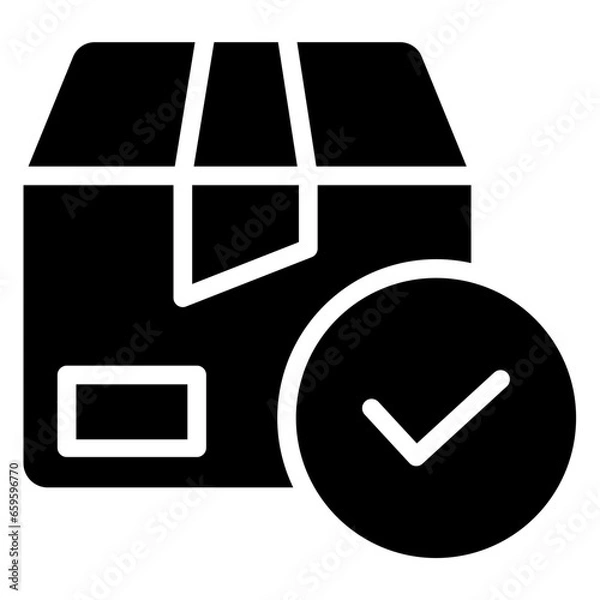 Fototapeta Solid Tick Package box icon