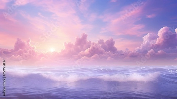 Fototapeta  a painting of a sunset over a large body of water.  generative ai