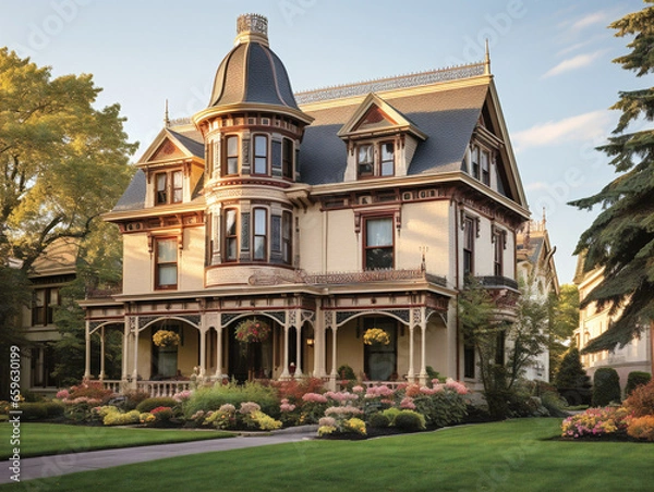 Fototapeta A majestic Victorian mansion with an impressive facade, located on 52nd Street (Image: v52.st00004.02.rl).