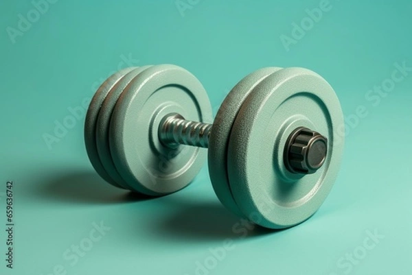 Fototapeta A representation of a dumbbell placed on a plain background. Generative AI