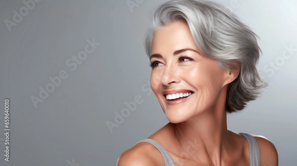 Fototapeta Schönheits Model mittleres Alter für Haut oder Haare Werbe Spots