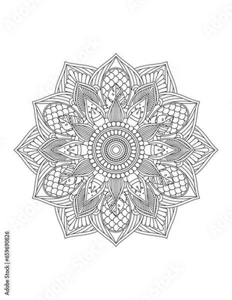 Obraz Mandala. Mandala Coloring Pages. Flowers and leaves for background, coloring page, and print on product. Vector illustration