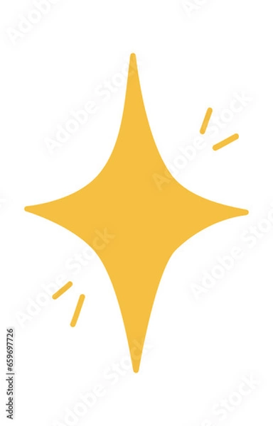 Obraz Simple four pointed yellow star with sparkling, diamond shape, vector