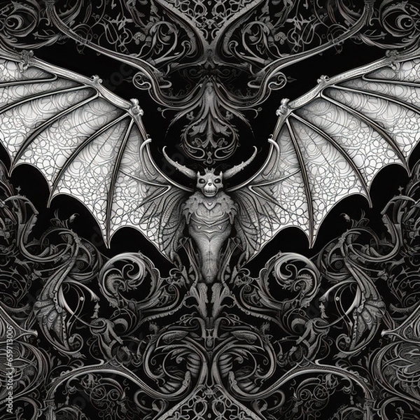 Obraz Gothic style bat decorative illustration, halloween invitation