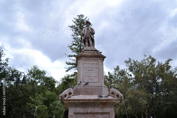 Fototapeta Statue of historical character in the center of the city of Queretaro. Sculpture Juan Antonio Urrutia y Arana