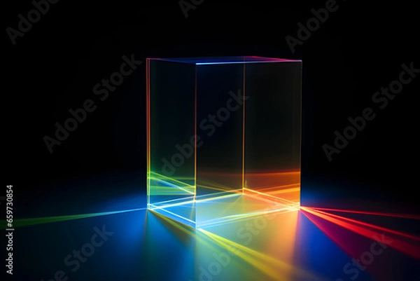 Fototapeta refraction of light spectrum through cube prism