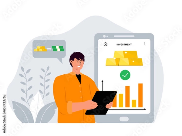 Obraz Bank vector illustration. Mobile banking and online payment. Vector flat iliustration.