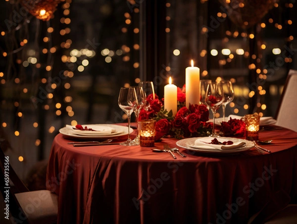 Obraz A romantic Holiday inspired dinner table
