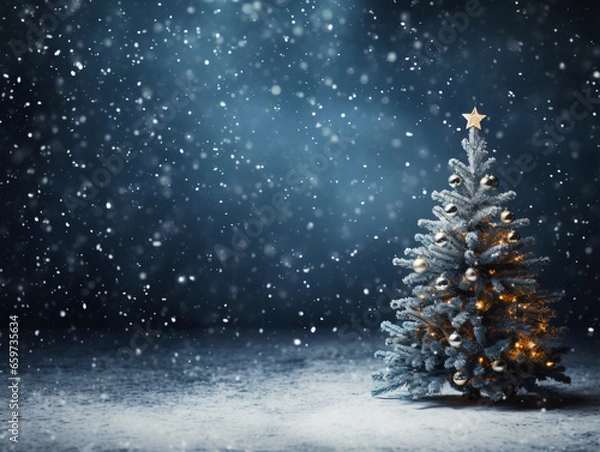 Obraz A Christmas tree on a snowy background