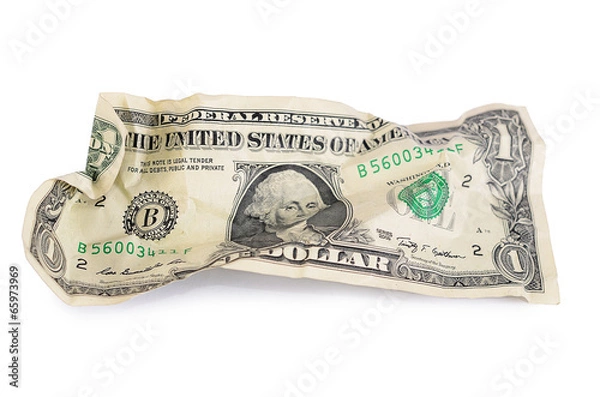 Obraz The crumpled dollar bills isolated