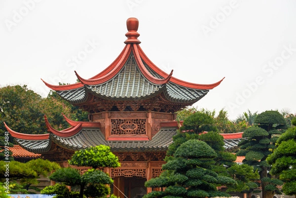 Obraz Luxurious ancient Chinese classical garden architecture
