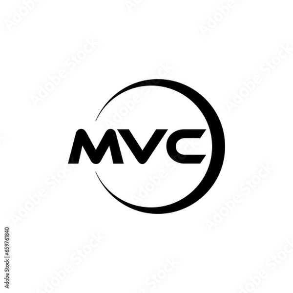 Fototapeta MVC letter logo design with white background in illustrator, cube logo, vector logo, modern alphabet font overlap style. calligraphy designs for logo, Poster, Invitation, etc.