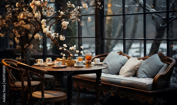 Obraz a comfortable space. Cafe.