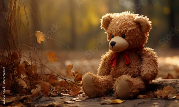 Obraz Autumn, outside, Teddy bear
