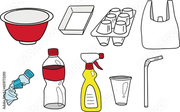 Obraz プラスチックごみのイラスト