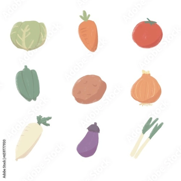 Fototapeta いろいろな野菜のイラストセット