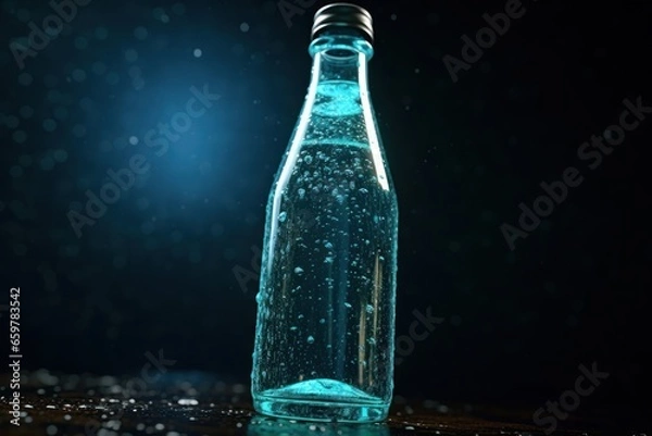 Fototapeta A simple image of a bottle of water sitting on top of a table. This versatile image can be used in various contexts