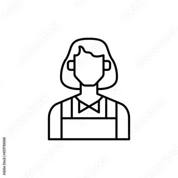 Obraz Waitress diversity people icon with black outline style. waitress, woman, service, female, apron, restaurant, happy. Vector Illustration