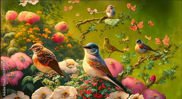 Obraz birds on the tree