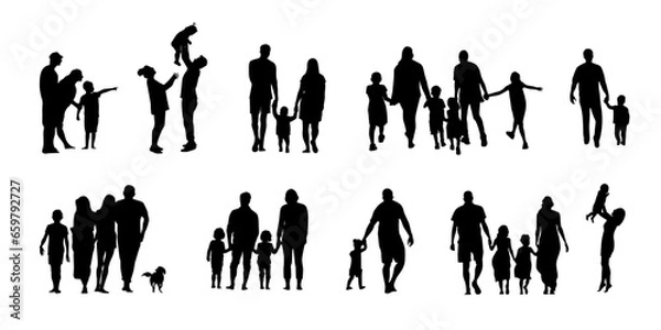 Obraz happy family silhouette collection