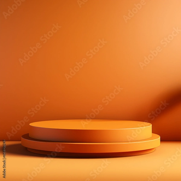 Fototapeta Orange podium and minimal abstract background, ai technology