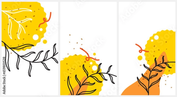 Fototapeta Abstract doodle art. Set of vector illustrations backgrounds