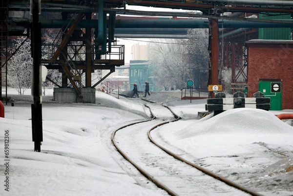 Obraz old factory in winter