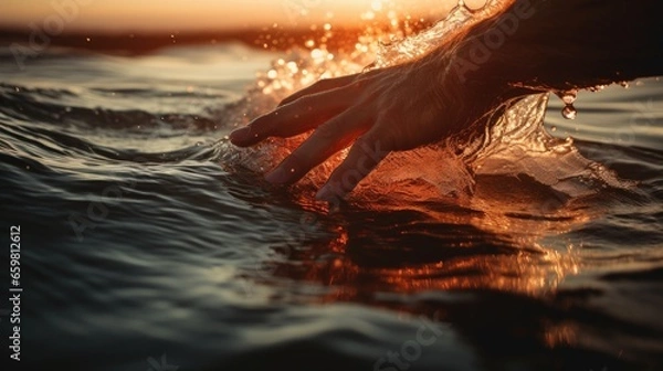 Obraz Hand touching sea water