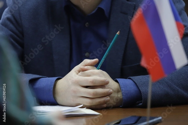 Obraz businessman writing on paper