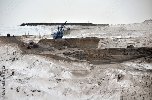 Obraz snowy landscape at the site of a coal mining mine
