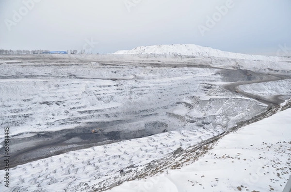 Obraz snowy landscape at the site of a coal mining mine