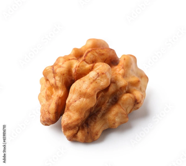 Fototapeta Shelled walnut on white background