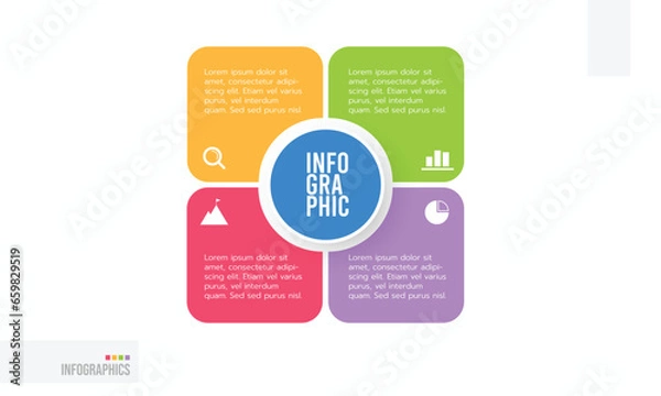 Obraz Vector Infographic label design template, Choice template with 4 steps, features or processes.