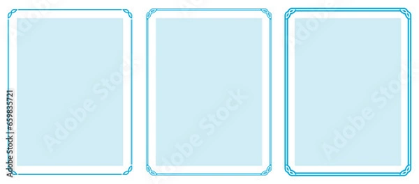 Fototapeta Vector blue frame vertical background. Vintage poster, banner, invitation, certificate, business card, book cover, or menu page. Beautiful vertical EPS retro art border frames in ornate classic style