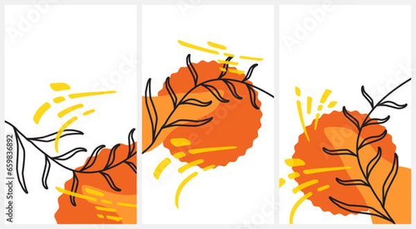 Fototapeta Abstract doodle art. Set of vector illustrations backgrounds